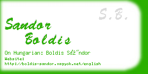 sandor boldis business card